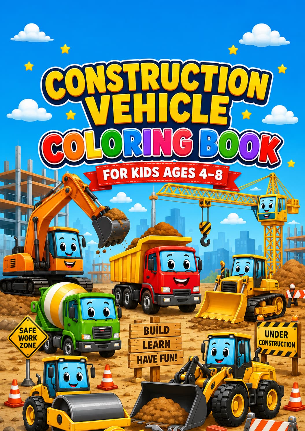 Construction Vehicle Coloring Book book cover